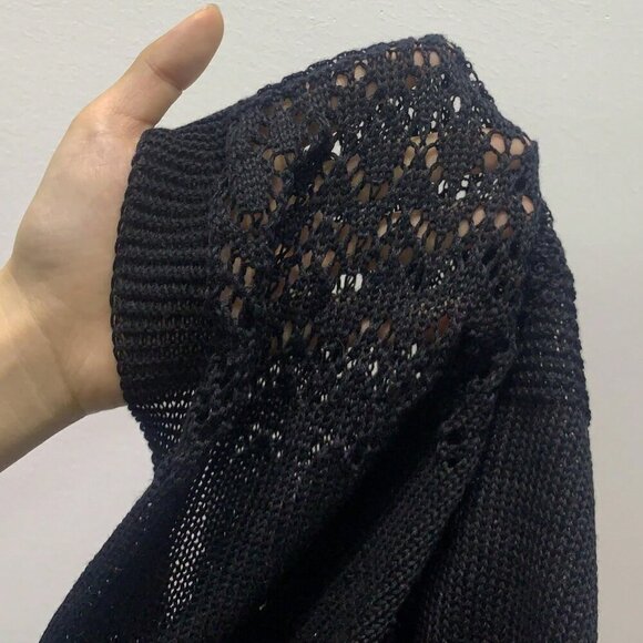 Black Casual Women's Hollow Out Design Cardigan - Picture 7 of 7